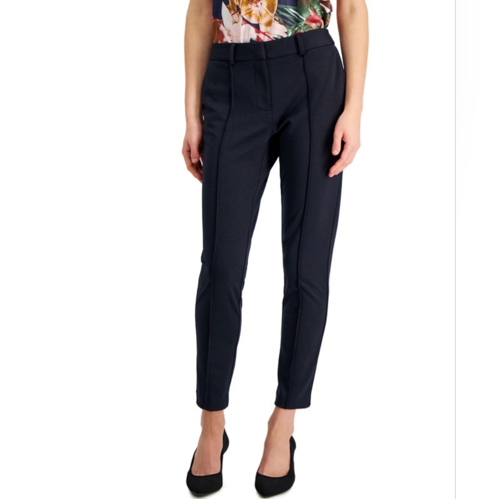 NEW Tahari ASL Ponte Front Seamed Pant in Midnight Navy size 2